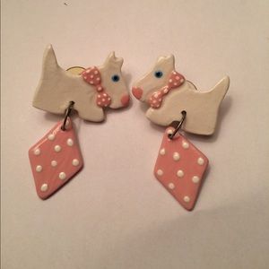 Adorable ceramic puppy earrings