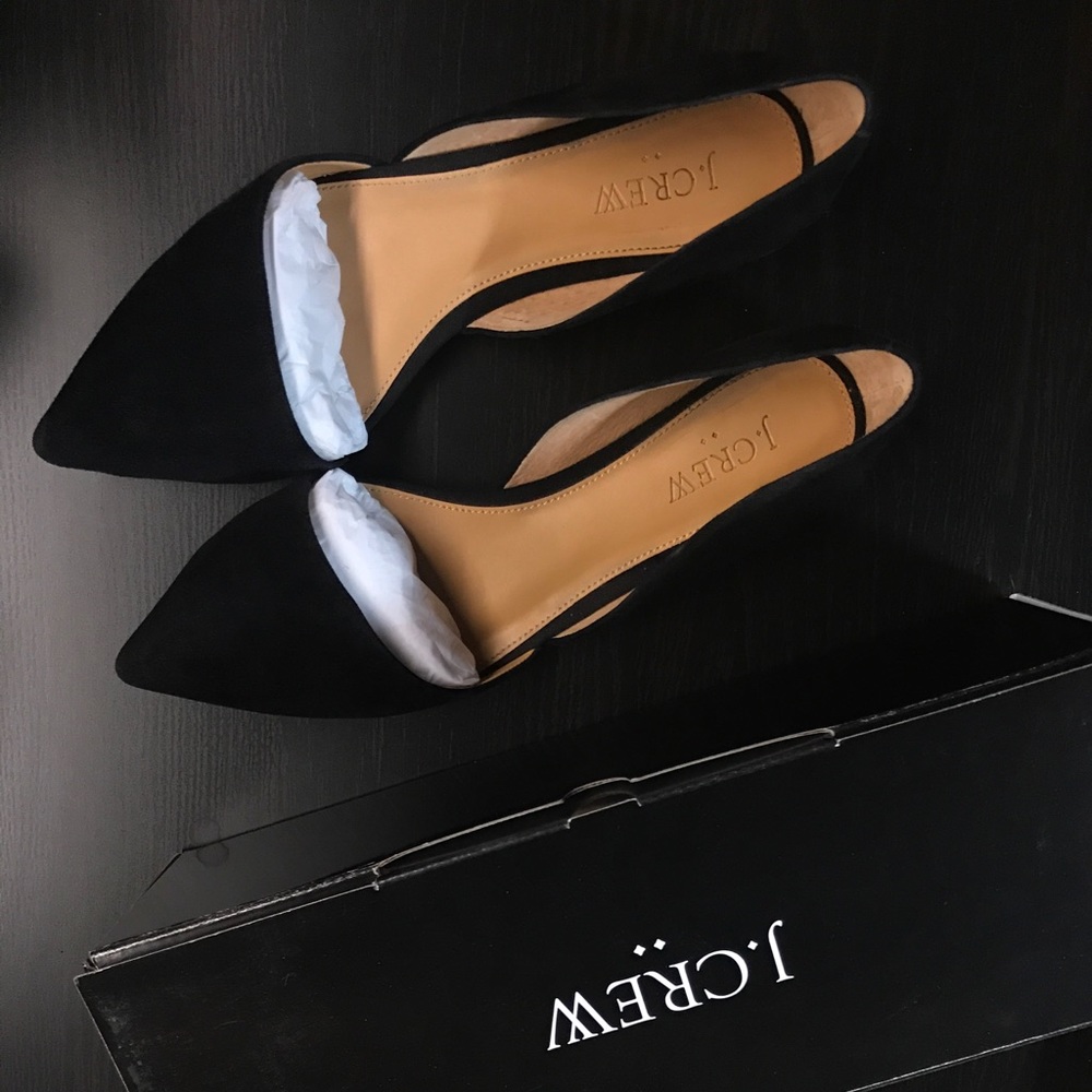 Size 8 - J Crew - Zoe Suede D’Orsay Flats - Black
