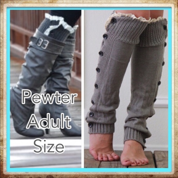 LEG WARMERS Pewter Buttoned Down - Picture 3 of 4