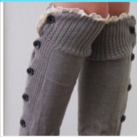 LEG WARMERS Pewter Buttoned Down - Picture 2 of 4