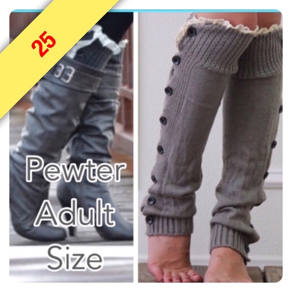 LEG WARMERS Pewter Buttoned Down - Picture 4 of 4