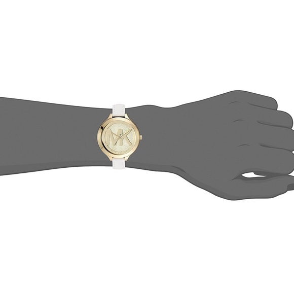 Michael Kors slim runway MK gold logo white watch - Picture 4 of 8
