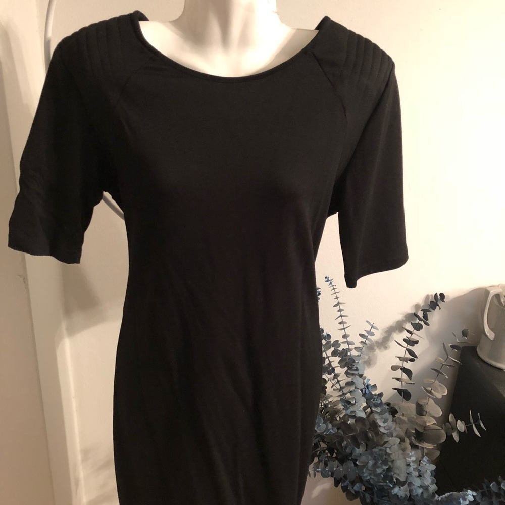 Black Padded Shoulder Mini Dress SZ 10