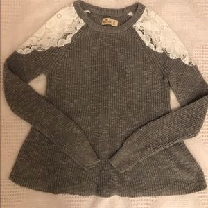 XS Hollister Sweater - Heather Grey  / /Lace