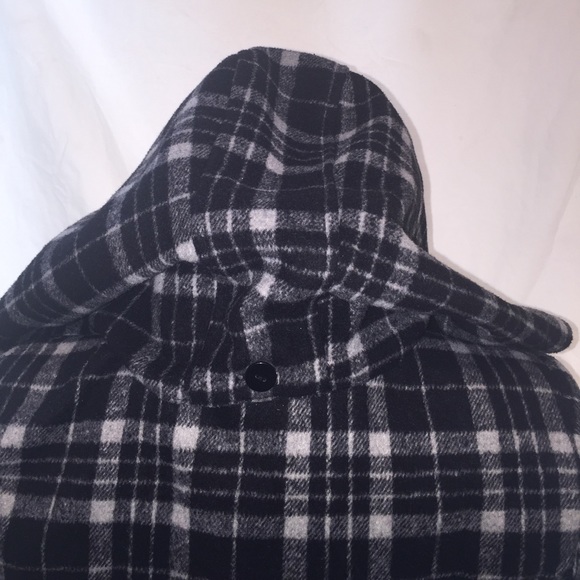 Jou Jou Plaid Hooded Double Breasted Wool Blend - Picture 4 of 6