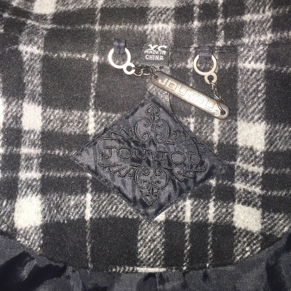 Jou Jou Plaid Hooded Double Breasted Wool Blend - Picture 5 of 6