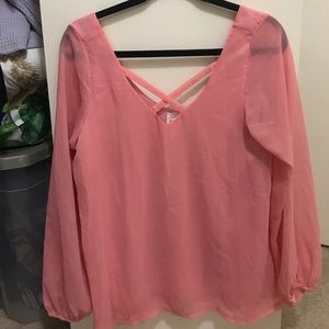 Pink cross in front blouse