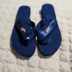 Denver Broncos NFL flip flops with sequins