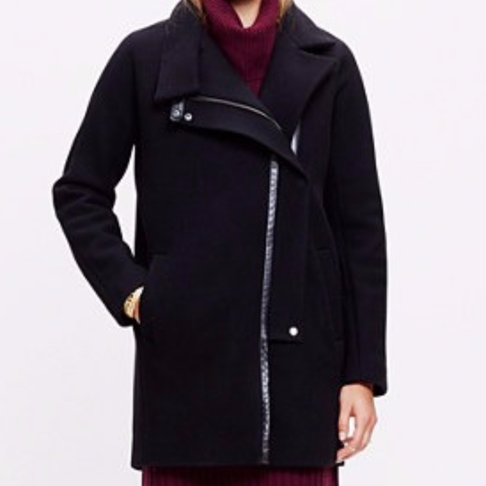 Madewell City Grid Coat Leather Trim Size 10