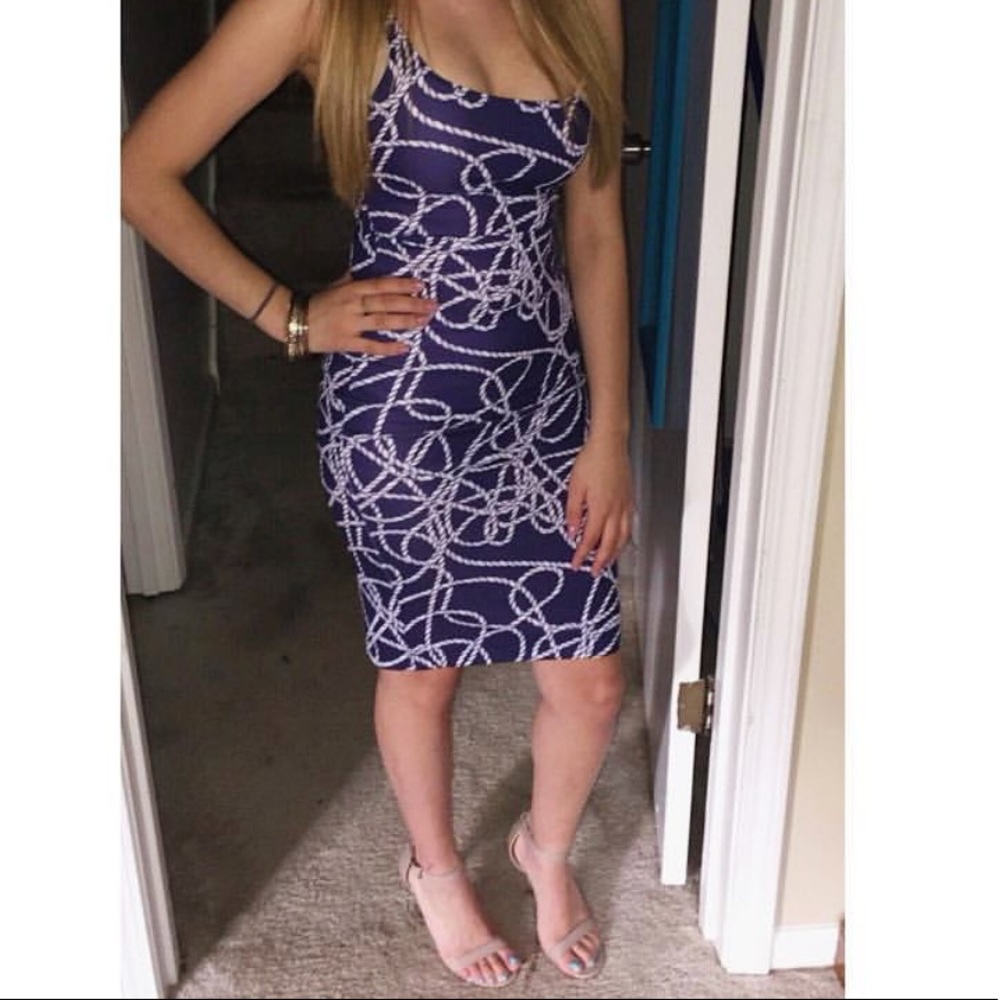 Navy blue and white dress
