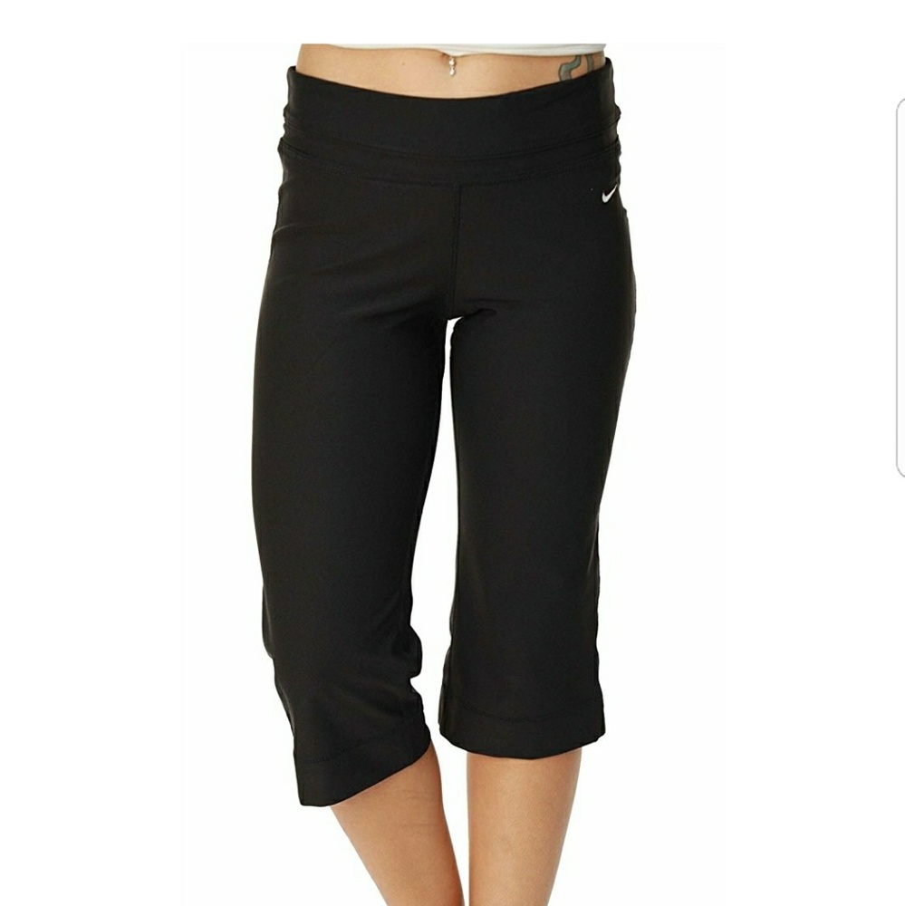 Womens Dri-Fit Work Out Training Capri Pants Black