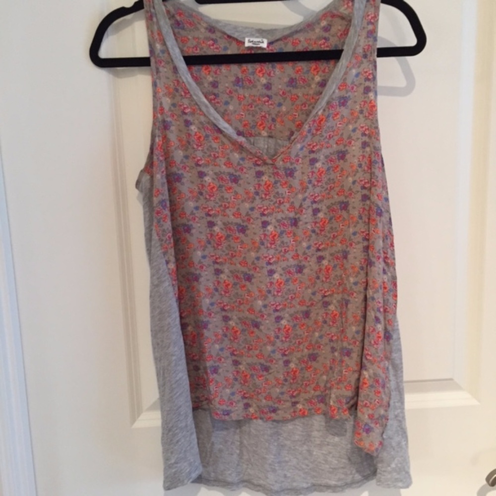 Splendid soft floral pink grey tank Size med