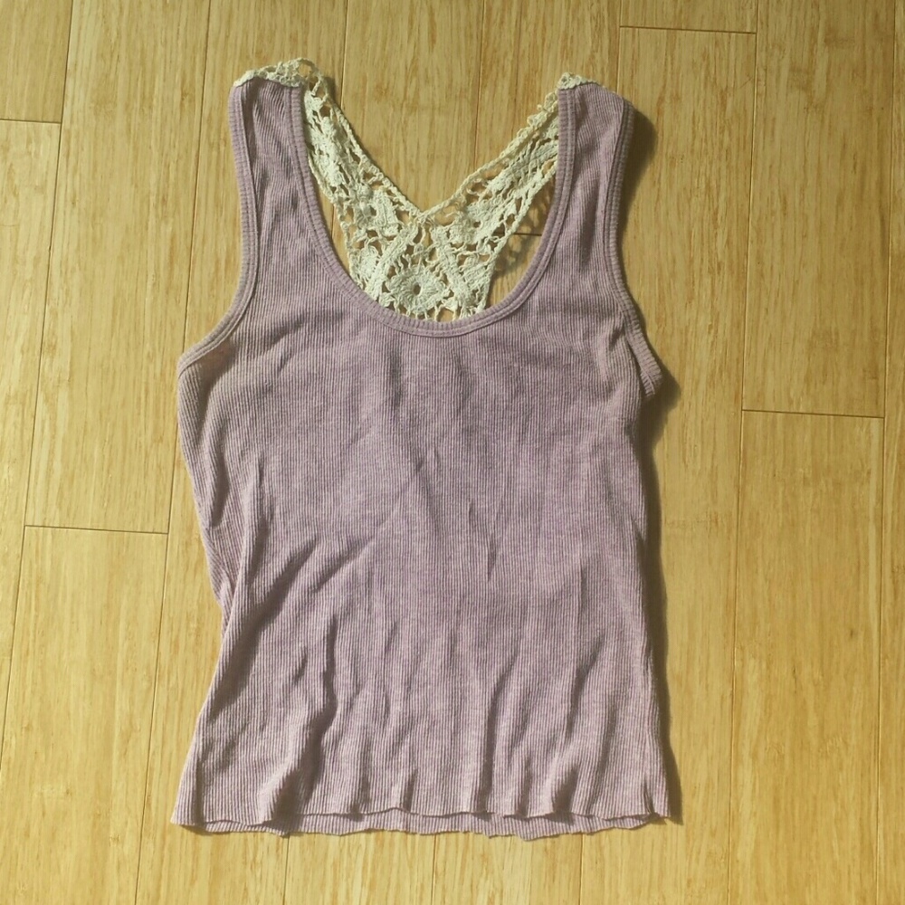 Lavender tank with crochet racerback