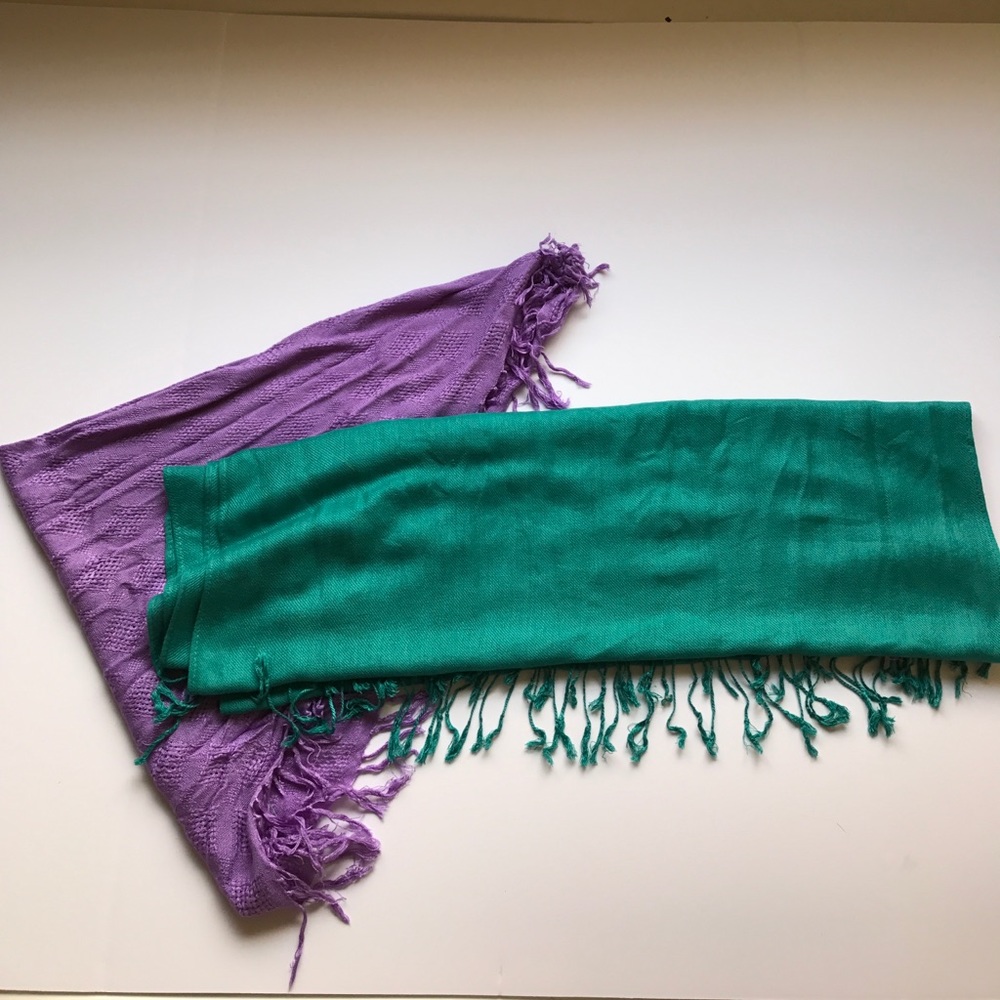 Bundle of two scarves / wraps purple teal