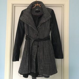Steve Madden Pea Coat with Leather Sleeves