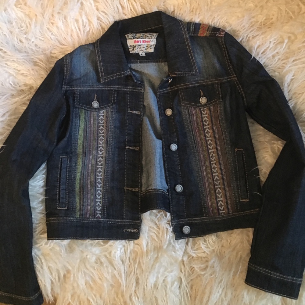 Hot Kiss Tribal Print Denim Jacket