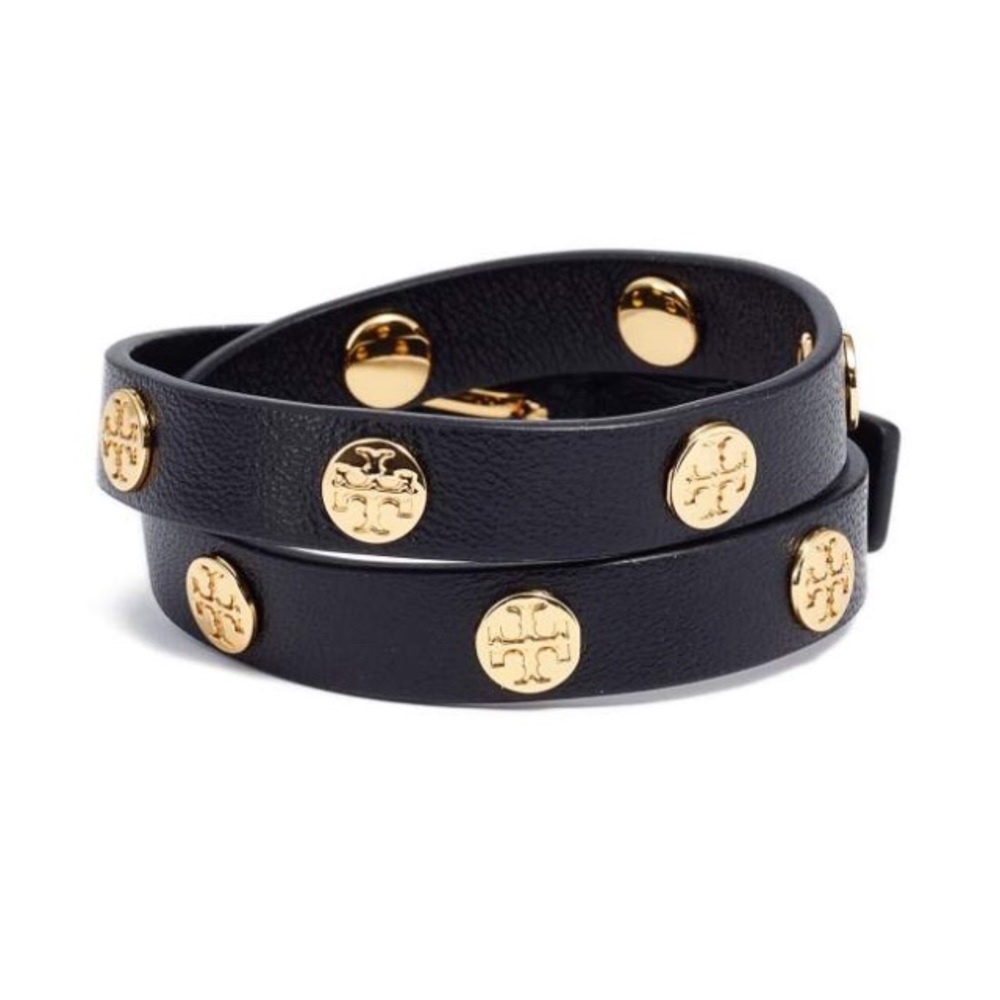 Tory Burch Leather Logo Wrap Bracelet