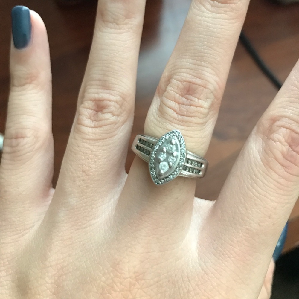 Marquis shaped diamond ring