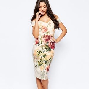 Asos bandeau off the shoulder midi dress