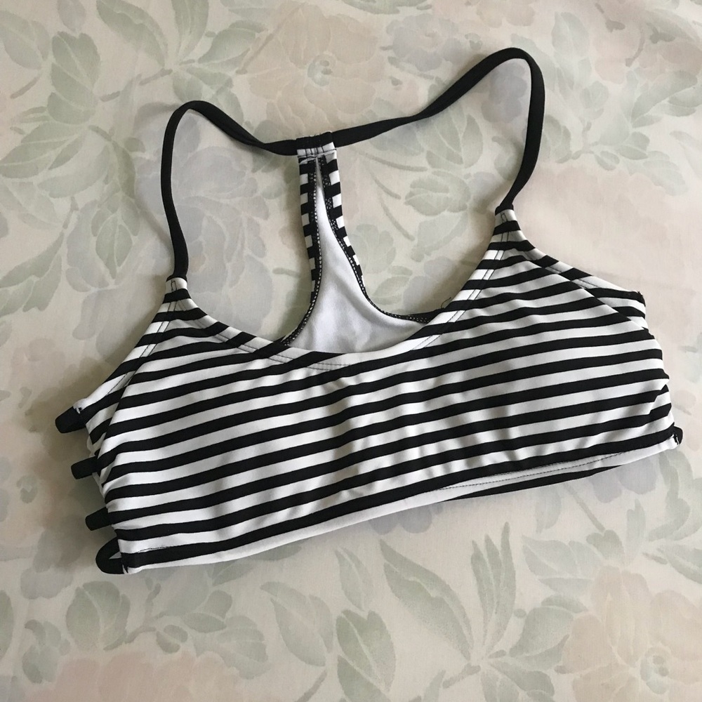 Black and white bathing suit top