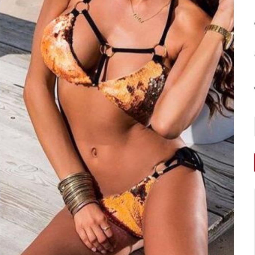 Gold sequence sexy bikini x sm. NWOT