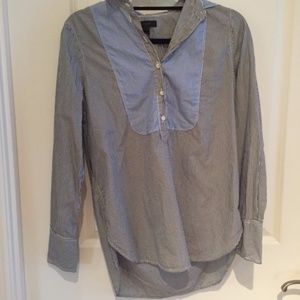 Jcrew blue & white striped long button down Sz 2