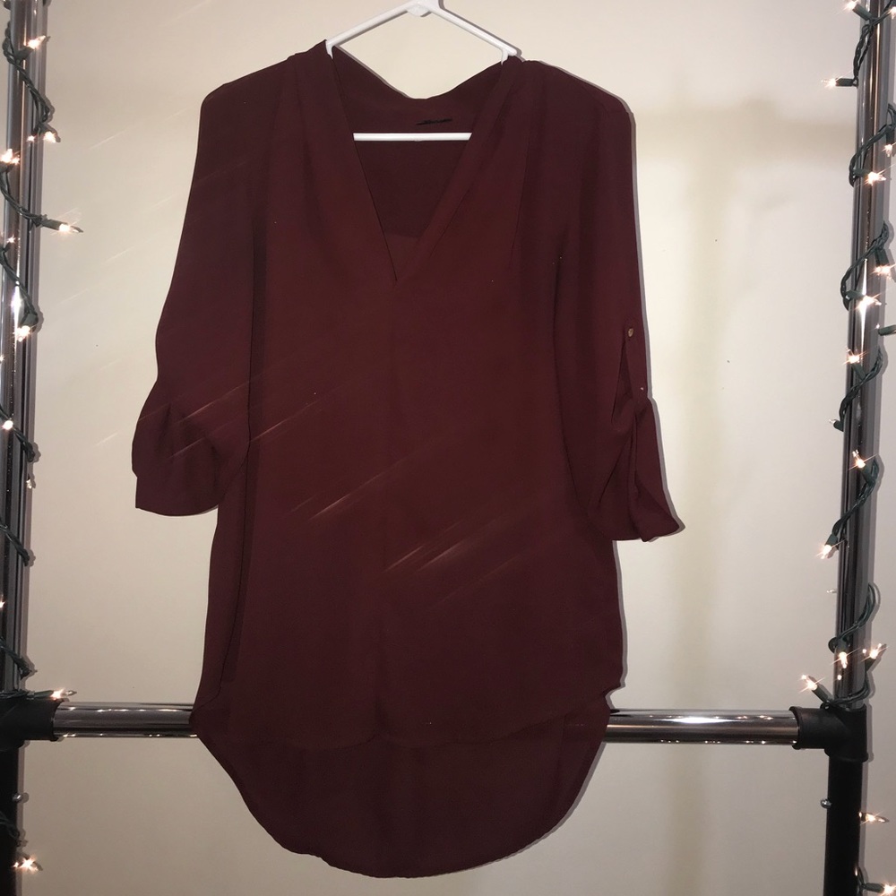 High-low Maroon Blouse