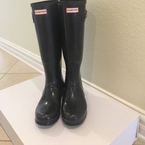 Hunter original rain boots black gloss