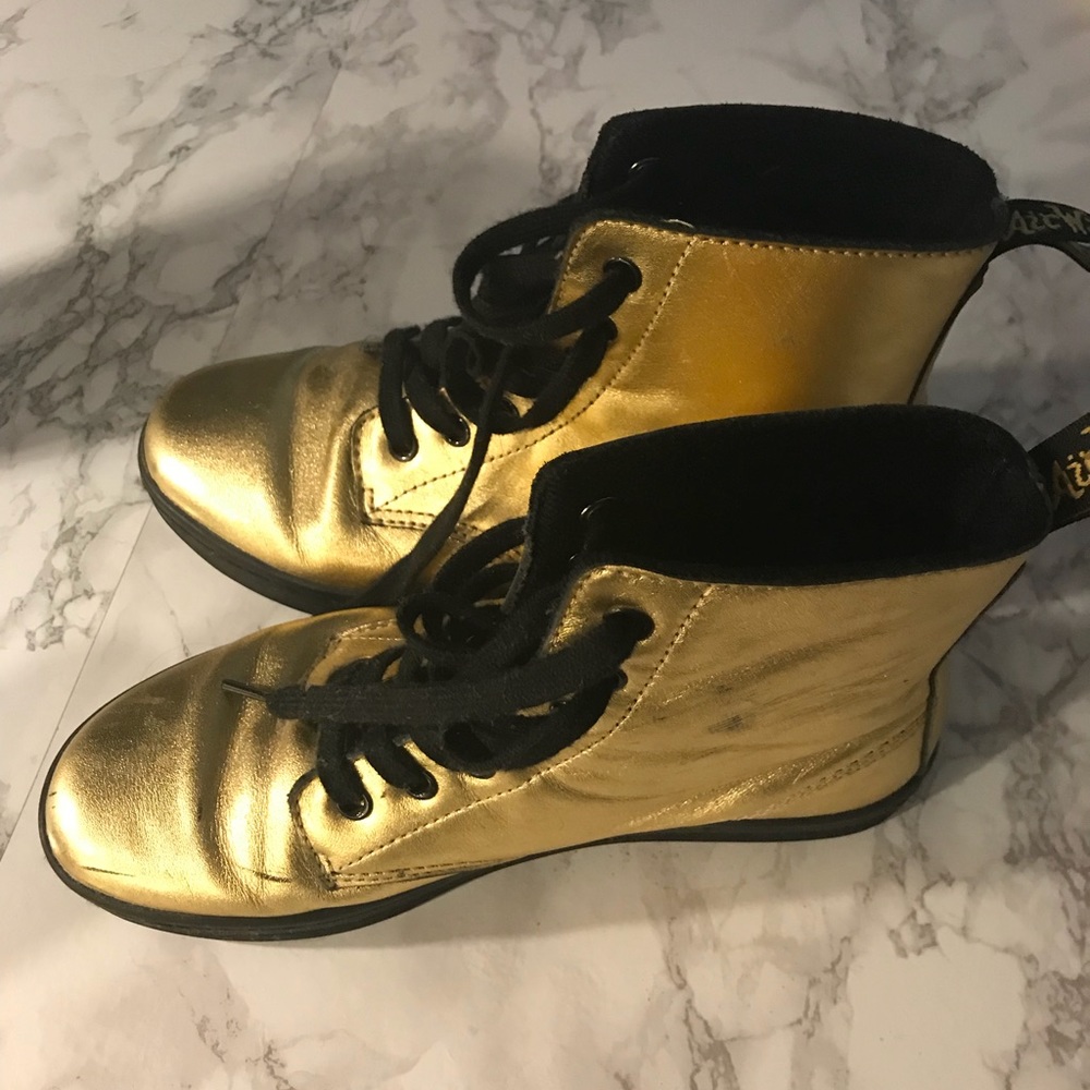 Gold Dr. Martens High Tops