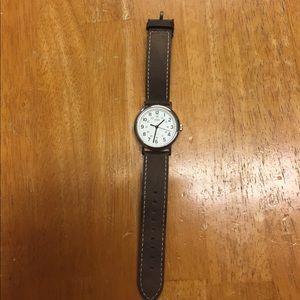 Timex weekender with brown suede strap