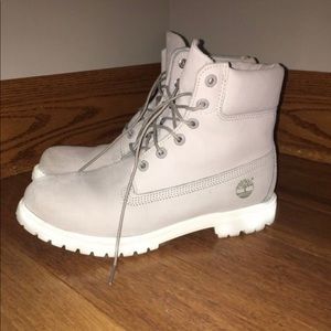 Women’s size 10 grey and white timberlands
