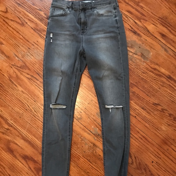 Topshop Denim - Topshop Grey Ripped Jeans