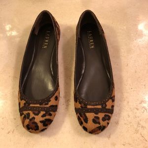 Lauren Ralph Lauren leopard pony haired flats
