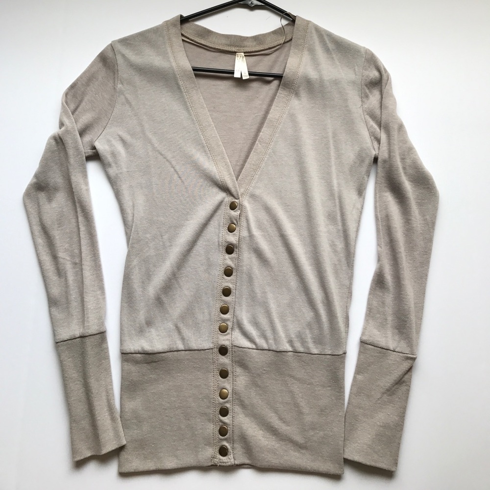 Tan cardigan snap up sweater size S worn once