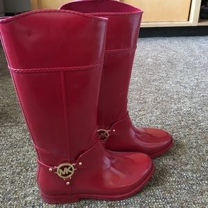 Michael Kors Tall Red Rain Boot, W Size 9