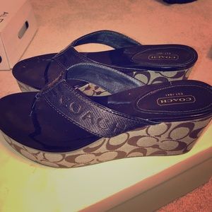 Coach Signature Wedge Flip Flops BRAND NEW