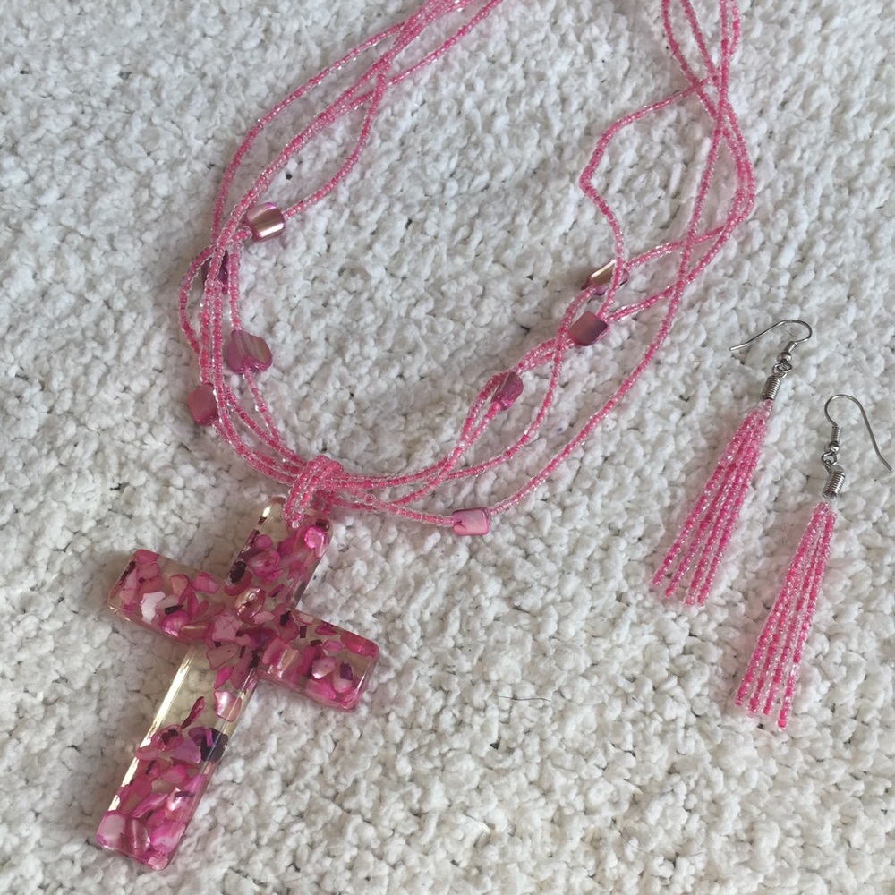 *SOLD* Beautiful Cross Necklace and Earrings