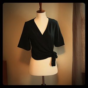 Black wrap around blouse