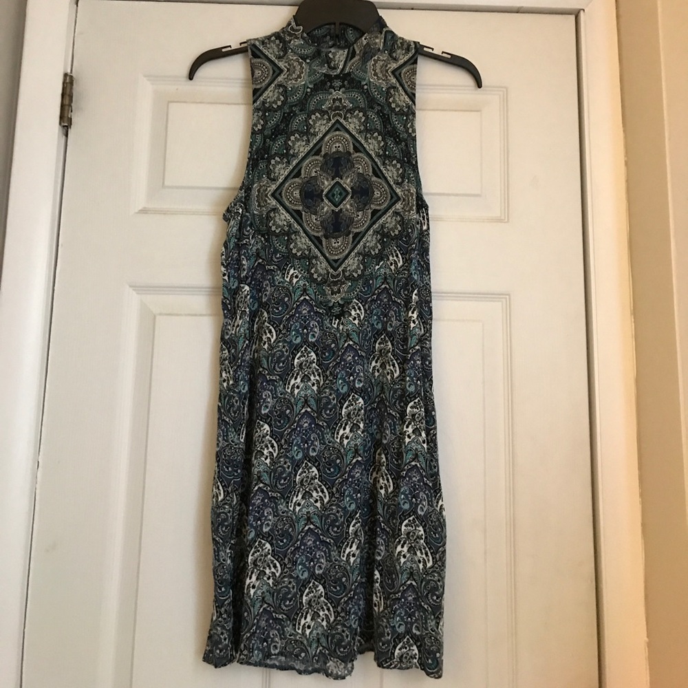 Blue paisley shift dress