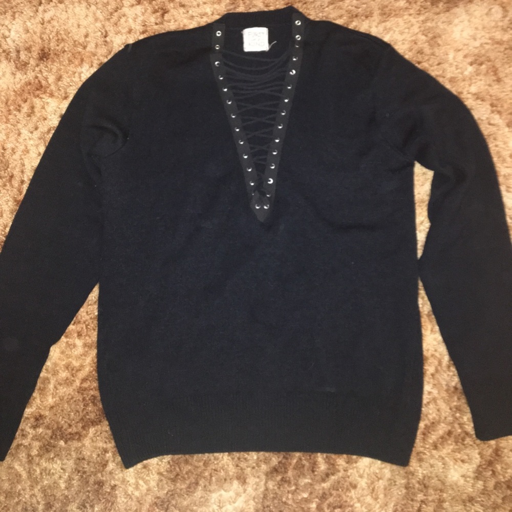 furst of a kind vintage Lace up sweater