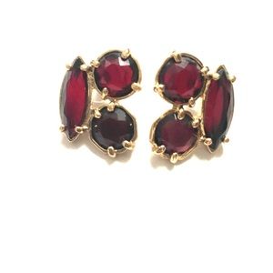 Kate Spade Burgundy Red Gem Cluster Stud Earrings