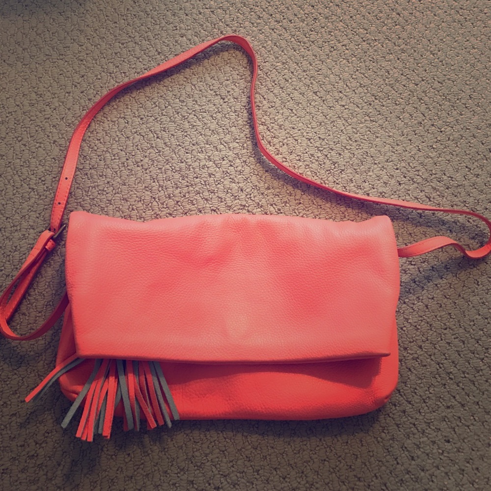 J. Crew leather tassel purse 100% leather!