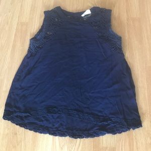 Crescent Blue Crochet Hi-Low Top