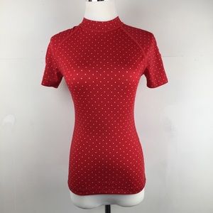 J. Crew Red & White Polka Dot Rash Guard Swim Top
