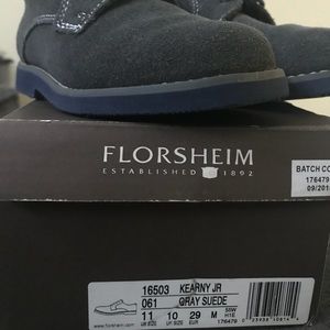 16503 061 Boys Florsheim Kearny Jr Gray Suede Lace Up Oxfords