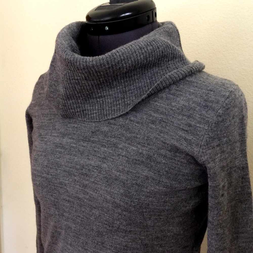 Merino Wool Heather Grey Sweater Dress XS
