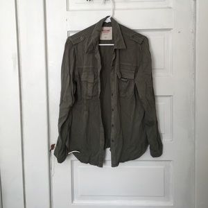 Super soft olive green button down