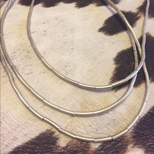 Brown & black leather multi-layered necklace