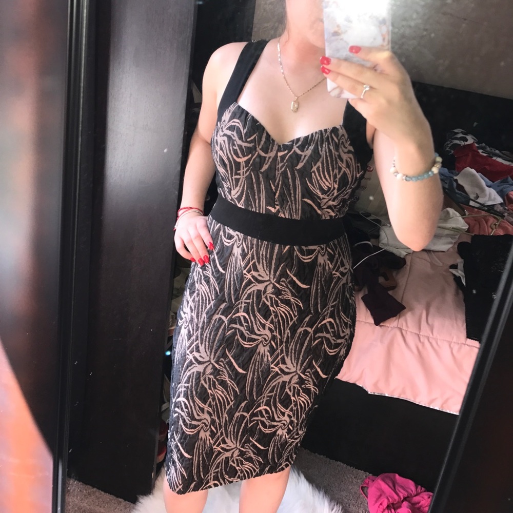 Nude and black dress