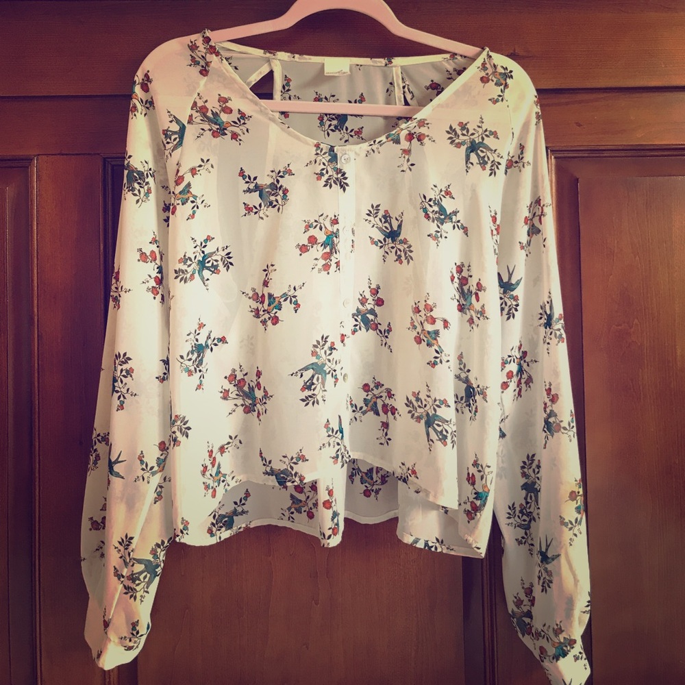 Floral bird shirt.